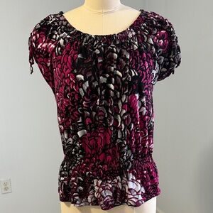 Worthington Pink and Black Patterned Blouse 
SZ Small